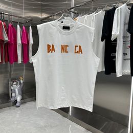 T-shirt pour hommes de créateur de Paris avec une lettre 2B Classic Imprimé de luxe Street haut de gamme lâche et polyvalent de coton décontracté en noir et blanc sans manches