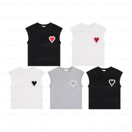 camiseta sin mangas de diseñador de París Amis Chaleco con letras bordadas de amor Camiseta sin mangas con base de chaleco informal para hombres y mujeres