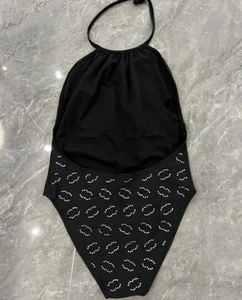 Parijs Designer Dames uit één stuk zwempak Rhinestones-ingerichte high-end Monokini Luxury Bikini Set Fashion Beach Wear Black Swimwear Sexy Bodysuits Brand met tags