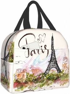 Paris Tour Eiffel Sacs à lunch pour femmes Garçon Fille Réutilisable Boîte à lunch isolée Convient Voyage Travail Pique-nique Plage Bureau Refroidisseur a8h2 #