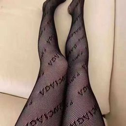 Paris Family Visnet Sokken Correct Letter Net Rood Sexy Trendy B Letter Panty Gebreide Dunne F Letter Net Sokken