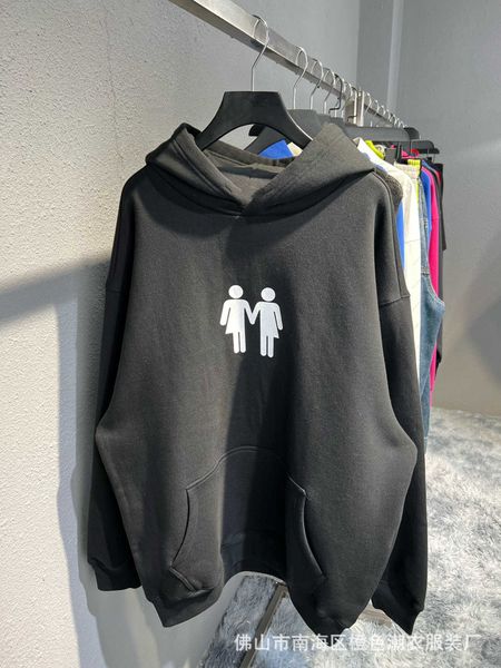 Paris marque de mode automne et hiver b Home haute édition main dans le drapeau imprimé pull en cachemire à capuche ample pour hommes femmes