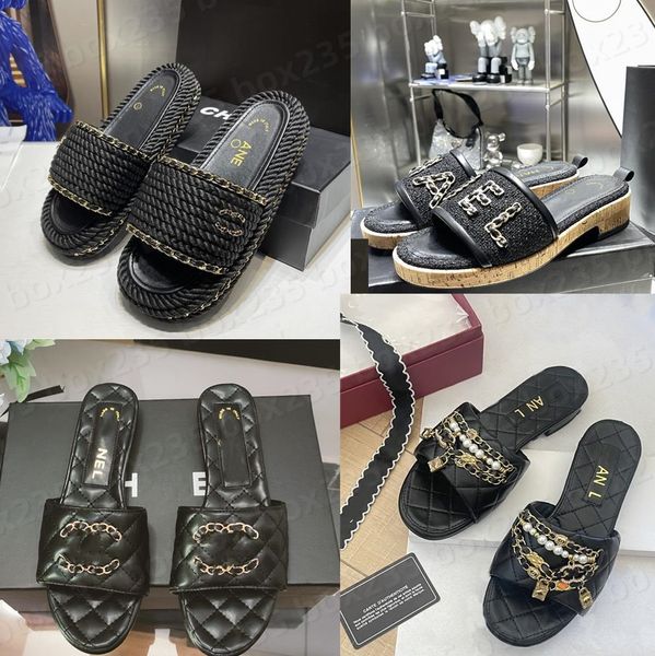 Paris Fashion Brand Shoes Pantoufles de créateurs de luxe Sandales d'été pour femmes Chaussures de loisirs pour femmes Chaussures de plage à talons bas Pantoufles de canal Chaussures de cordonnier pour hommes C cadeau avec boîte