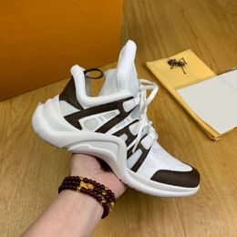 Parijs mode casual dad schoenen archlight lederen sneakers 2022 gebogen zool mesh zwart ademend strik designer platformschoen 022