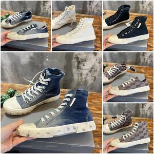 Paris Fashion Denim Casual Canvas Shoes Designer Femmes Low Top Sneakers Retro Graffiti Men High Top Sneakers Taille 35-45