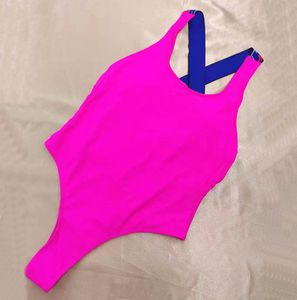 Paris Fashion Designer Fuchsia Pink One Pieces Suite de maillots de bain Luxury Bikini Set Monokini Sexy Push Up Swimwear Femmes Back Cross Bathing Chart XL avec Tags Beachwear