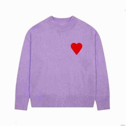 Paris Fashion Mens Designer Amies Pull tricoté brodé coeur rouge couleur unie Big Love Pulls à col rond pour hommes et femmes 3522