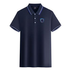 Paris FC hommes et femmes Polos coton mercerisé manches courtes revers respirant T-shirt de sport LOGO peut être personnalisé