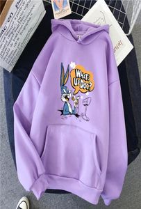 Chica de París dibujos animados Bugs Bunny sudaderas con capucha mujeres primavera y otoño coreano suelto Unisex Cool ropa informal con capucha sudadera con capucha 2105243980376