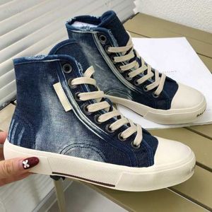 Paris High Top Canvas zapatos de moda para mujer 2023 verano fino y desgastado versátil con cordones deportes Casual zapatos de tabla para mujer