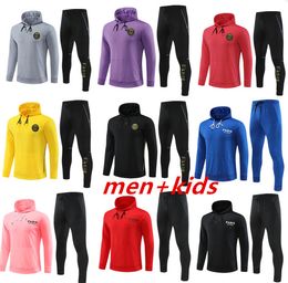 Paris Hooded Tracksuits 2023 2024 Survetement Jacket Training Sumbappe It 23/24 Maillot de Football Paris Jogging Men Kids voetbalsets