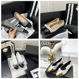 Paris Luxury Designer Ballet Flats zapatos Mujeres Marcas de cuero acolchado Slip de cuero genuino en bailarina Damas redondas Damas zapatos CANAL DEL CANAL ZAPATOS DE MUJER 60 Estilo