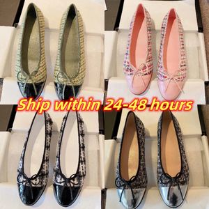 Parijs Luxe designer Zwarte Ballet Flats Schoenen Dames merken Gewatteerde Lederen Slip op Ballerina Ronde Neus Dames Jurk Schoenen size35-42