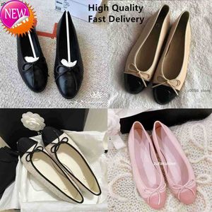 Parijs Luxe ontwerper Zwart Ballet Flats Schoenen Vrouwen merken Gewatteerd Echt Leer Slip op Ballerina Ronde Neus Dames Jurk kanaal Zapatos De Mujer5KH