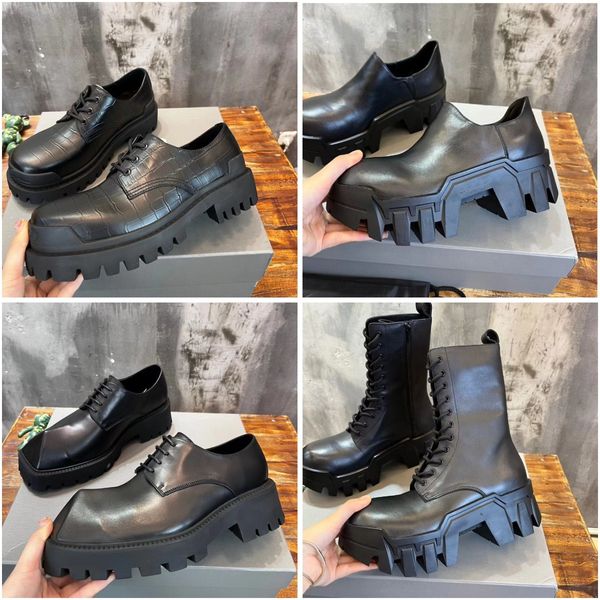 Paris Hommes Bottes de luxe Bulldozer Chelsea Boot Designer Trooper Knight bottes de mode noir cuir de veau lisse Plate-forme Rhino Derby Boots