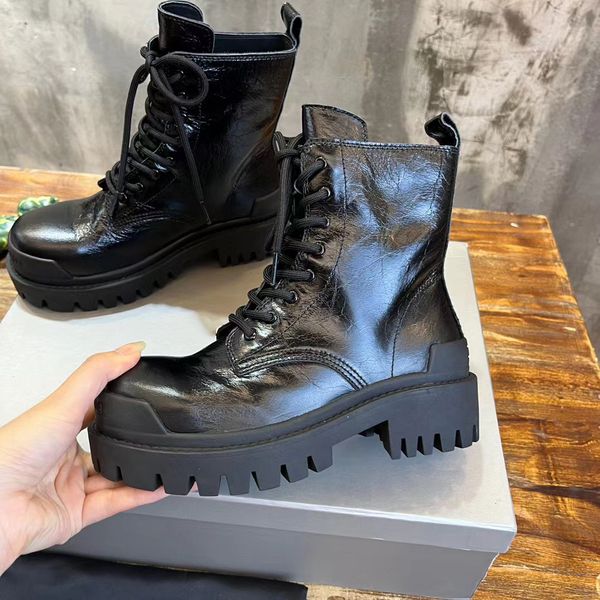Paris Men Boots Women Bulldozer Lace-Up Boot Rhino Derby Tractor Trooper Boot Designer Boots Boots Cuir Fashion Black Low High Chunky Boties Top Qualtiy