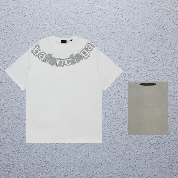 PARIS Men's Designer de diseñadores de camisetas BA Camiseta de manga corta Camiseta de ajuste de camiseta de algodón puro Camiseta suelta con tecnología de diamante caliente Carta de mangas cortas B2