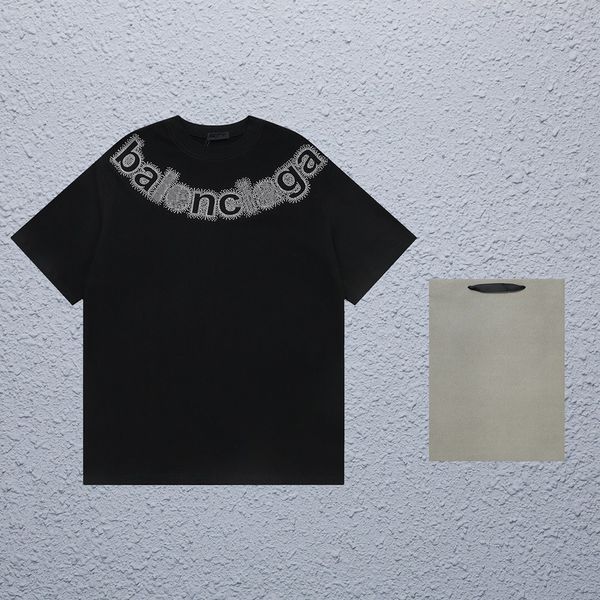PARIS Men's Designer de diseñador de camisetas BA Camiseta de manga corta Camiseta de ajuste de camiseta de algodón puro Camiseta suelta con tecnología de diamante caliente Carta de mangas cortas K2