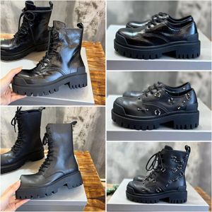 Paris Hommes Femmes Bottes Rhino Derby Tracteur Trooper Boot Designer Strike Bottes Cuir Mode Noir Bas Haut Chunky Booties Top Qualtiy Taille 35-46 Trooper Boot