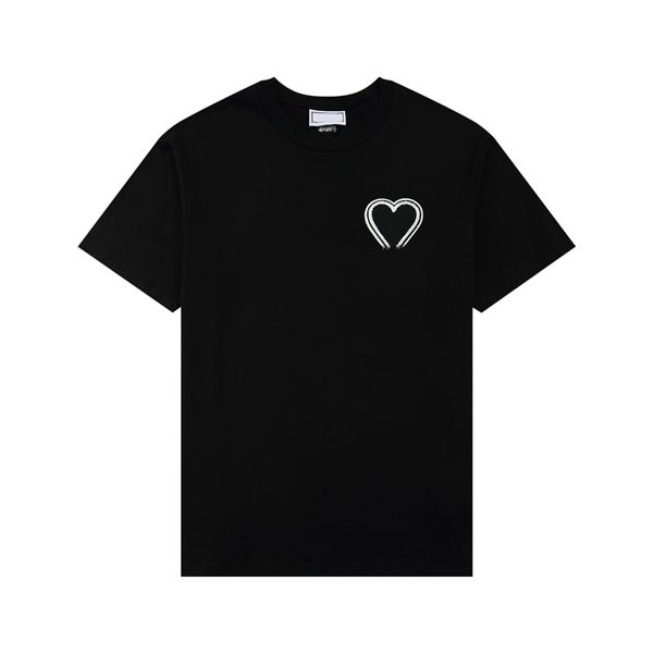 Paris Mens Designer T Shirt amis brodé coeur rouge couleur unie Big Love col rond coeur T-shirt à manches courtes pour hommes et femmes avec le même paragraphe yh6