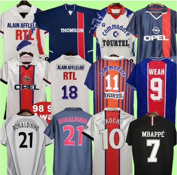 Paris OKOCHA Retro SOCCER MAILLOTS 93 94 95 96 LEROY ADAILTON 98 99 00 01 02 03 90 92 classique RAI ANELKA Ibrahimovic camisas de futebol RONALDINHO SIMONE