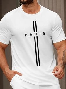 Paris print heren grafisch ontwerp crew nek t -shirt casual comfortabele tees t -shirts kleding tops voor dagelijkse vakantieresorts 240426