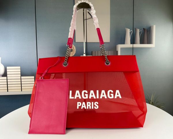 Paris sexy mode femmes fourre-tout sacs à provisions 7A designer de luxe de qualité supérieure fil de maille transparent GM totes sac à main sac de plage avec porte-monnaie porte-carte