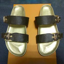 Paris Sliders Hommes Femmes Sandales D'été Pantoufles De Plage Dames Tongs Mocassins Classiques Mono gramme Diapositives Marron Chaussures Chaussures Taille35-41