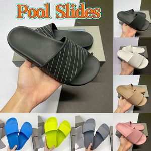 Paris Slipper Designer Hombres Mujeres Pool Slides Moda Flat Black White Writing Blue Grey Sandals Luxury Mens Summer Beach Slippers Ladies Casual Slippers US6-12