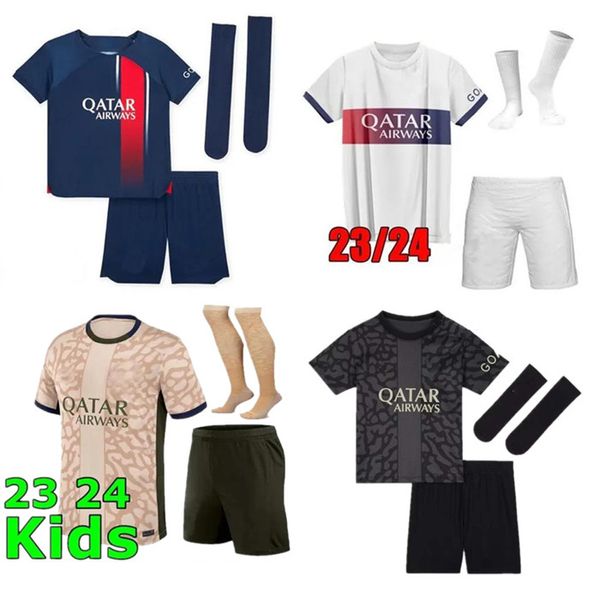 Maillots de football Paris 2024 MBAPPE N.Mendes M.ASENSIO Lee Kang dans Maillots de football 24 25 Nouveau kit enfants Paris avec chaussettes uniforme enfants maillot de foot