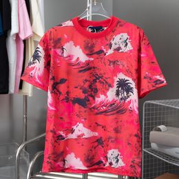 Estilo de París Allover Beach Surf Print Tee Diseñador Camiseta Primavera Verano Casual Moda Monopatín Hombres Mujeres Camiseta 24ss 0308