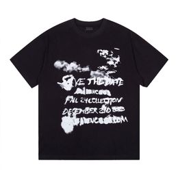 Paris Style Cloud Letter Graffiti T-Shirt Designer T-Shirt Frühling Sommer Lässige Mode Skateboard Männer Frauen T-Shirt 24SS 0127