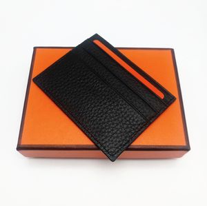 Mode haute qualité hommes femmes véritable porte-cartes de crédit en cuir véritable Mini portefeuille porte-cartes bancaires avec boîte