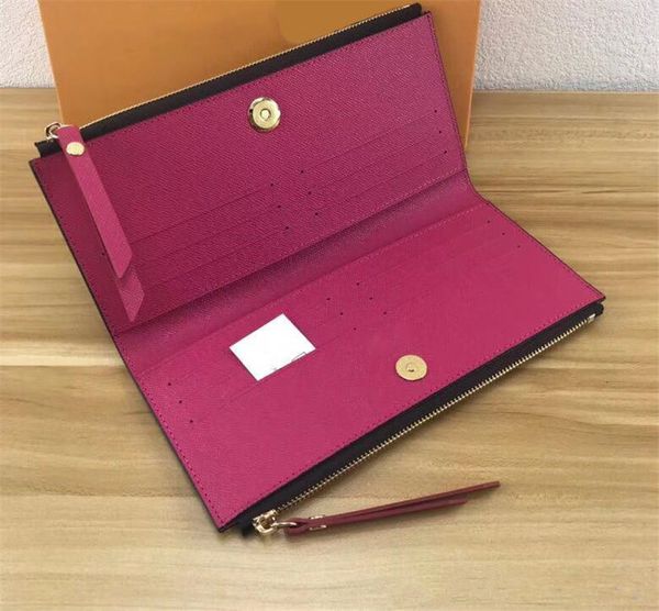 Paris style Designer femmes portefeuille Double fermeture éclair Lettre fleur célèbre Dames de luxe Designer Purse toile cuir Thin Coin Purse 206J