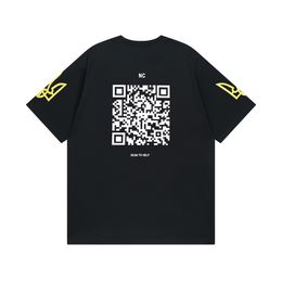 Parijs stijl zware gemaakte Russische brief QR code print Tee ontwerper T shirt lente zomer casual mode skateboard mannen vrouwen tshirt 24ss 0129