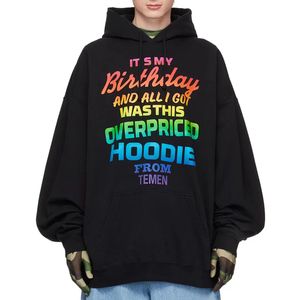 23fw Parijs-stijl Heren Dames Grote maten Verjaardag Gradiëntprint Borduurhoodie Herfst Winter Mode Katoen High Street Skateboard Oversize sweatshirt met capuchon 0219