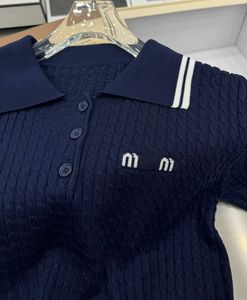 T-shirt de Paris Designer MIU T-shirt Polo Shirt tricot tricot pour femmes 100% Coton Pure Jeans pour femmes Summer Summer à manches à manches