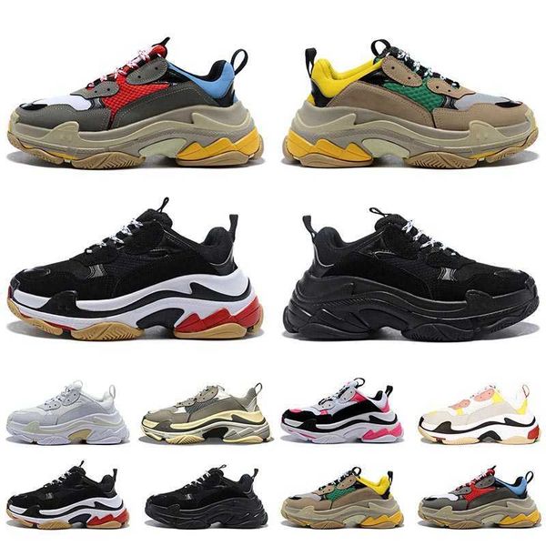 Paris Top qualité hommes femmes chaussures de course à pied Triple-S Triple noir blanc rouge Gym rouge bleu Beige vert jaune baskets baskets 36-45