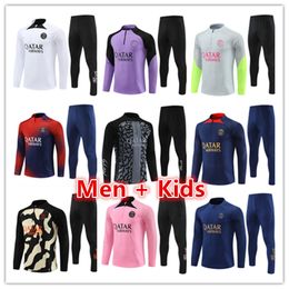 Parijs trainingspak 2023 2024 MBAPPE kinderen en heren 23 24 25 PSGes trainingspak met lange mouwen voetbalshirt kit uniform chandal volwassen jongens FAN SPELER VERSIE