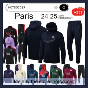 Paris Tracksuit 2024-2025 Mbappe Kids and Men 24 25 PSGES Trainingspak Lange mouw voetbalvoetbal Jersey Kit Uniform Chandal Adult Kids Fan Player-versie