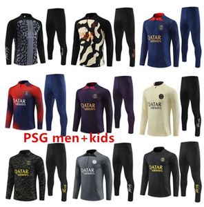 Parijs trainingspak 23 24 MBAPPE kinderen en heren 23 24 PSGes trainingspak voetbalshirt met lange mouwen voetbalshirt uniform chandal volwassen jongens FAN SPELER VERSIE