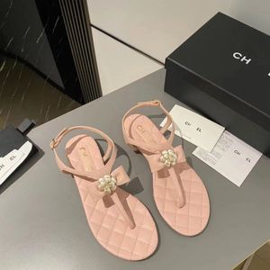 Paris Designer Comfortabele damessandalen Elegante zomersandalen met strik Dames Channel Camellia casual outdoor-sandalen