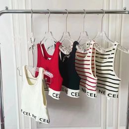 Créateur parisien Gilet licou rayé pour femme Gilet d'été pour femme Alphabet broderie sans manches Top en tricot Gilet de luxe T-shirt Triumph Vest