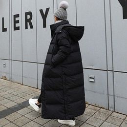 Parka abrigo Extra largo chaqueta de invierno para mujer con capucha talla grande mujer rompevientos abrigo prendas de vestir ropa