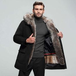 Parka hommes papa mari raton laveur américain collier de chien doublure en fourrure moyen Long manteau d'hiver un EQMF