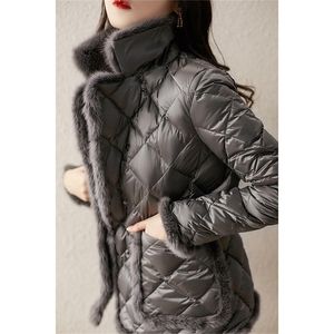 Parka Femmes Plus La Taille Rembourré Manteau D'hiver Vers Le Bas Coton Rembourré Vêtements Artificielle Vison Cheveux Épissage Chaud Parkas Vestes Femme 201214