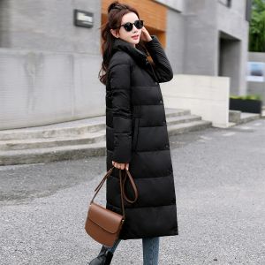 Parka 2021 Winter Vrouwen Jas Xlong Opstaande Kraag Katoen Gewatteerde Vrouwelijke Jas Hoge Kwaliteit Warme Dames Parka Manteau Femme Hiver