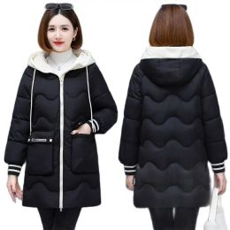 Parkas 2023 hiver nouveau manteau épaissi rembourré Arkas femmes mi-longueur décontracté ample à capuche chaud femmes coton rembourré veste S3XL