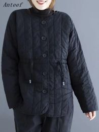 Parkas Anteef Automne Hiver Coton Rembourré surdimensionné vintage Lâche Vestes Décontractées pour Femmes Manteaux 2022 vêtements femme veste manteau