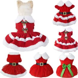 Parkas Christmas Dog Robes pour les petits chiens fête des vacances Santa Cosplay Vêtements Cat Pet Noël Fancy Princess chiot costume Cat Vêtements